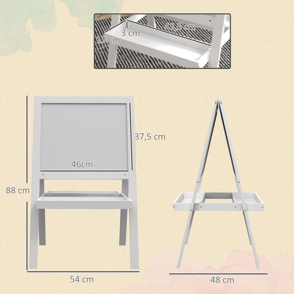 Cavalete quadro infantil 2 em 1 face quadro branco magnético e face quadro-negro a giz branco — foto 2
