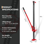 Macaco mecânico de elevação alta com base larga e aderência antiderrapante para resgate de tratores ou SUV, 3175 kg, vermelho, 121,9 cm com base — foto 2