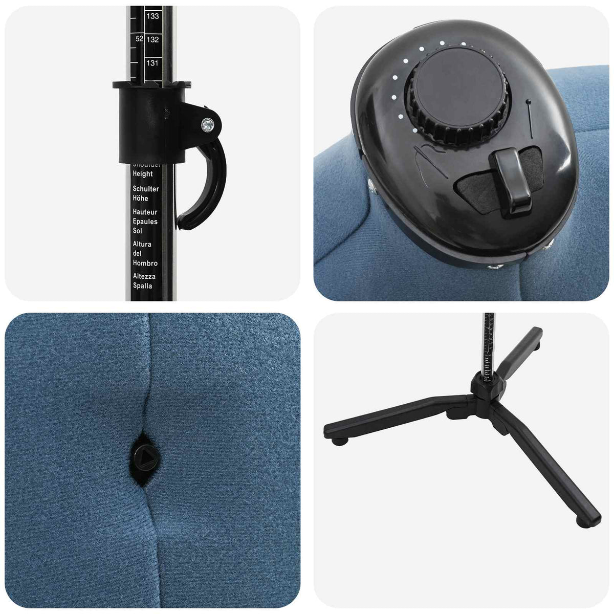 Manequim Ajustável Masculino Azul 37,5-45,5 polegadas Tecido — foto 5