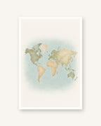 Oceanos · Quadro mapa do mundo — acabamento:poster