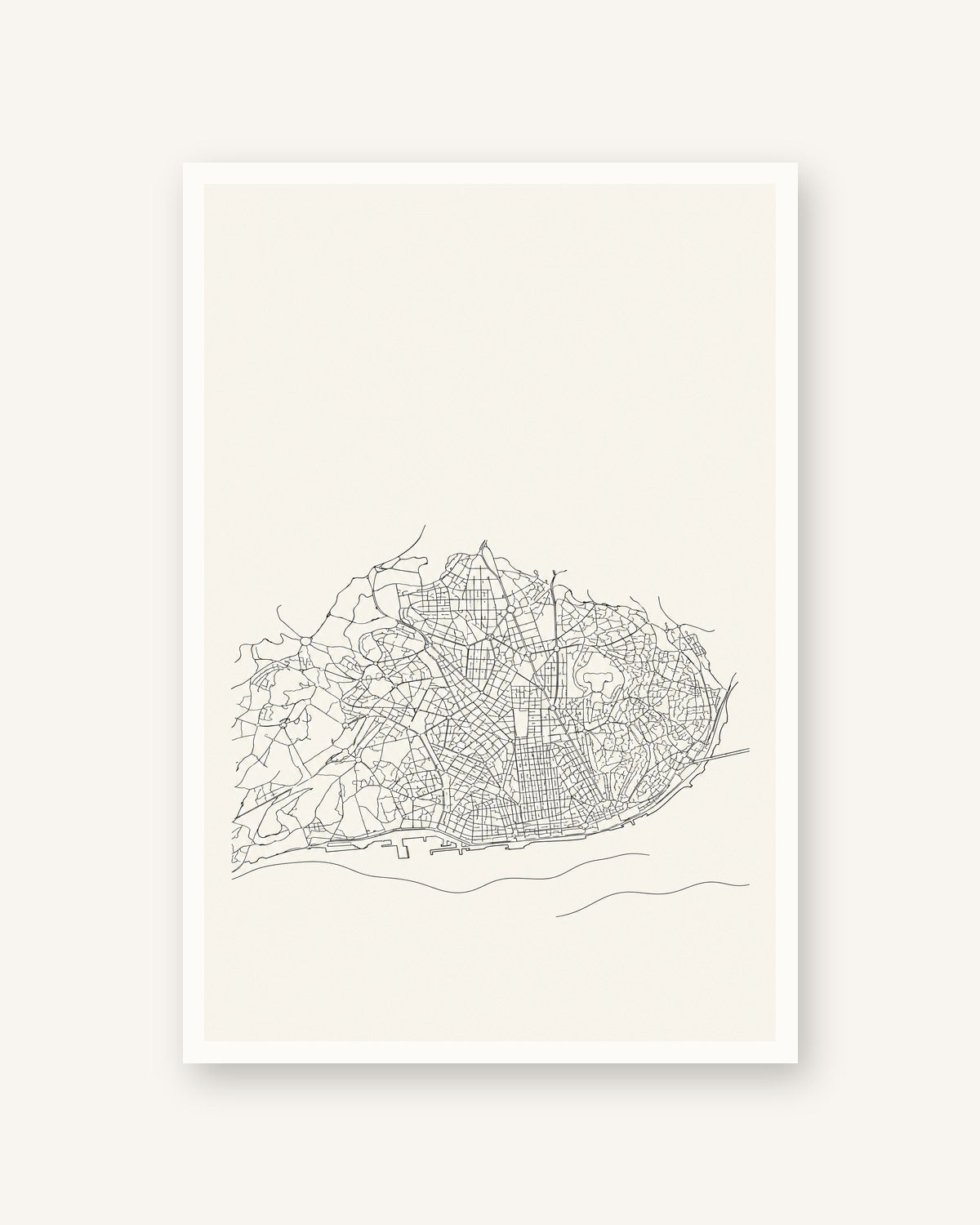 Lisboa (mapa) · Line art · Quadro mapa do mundo — acabamento:poster