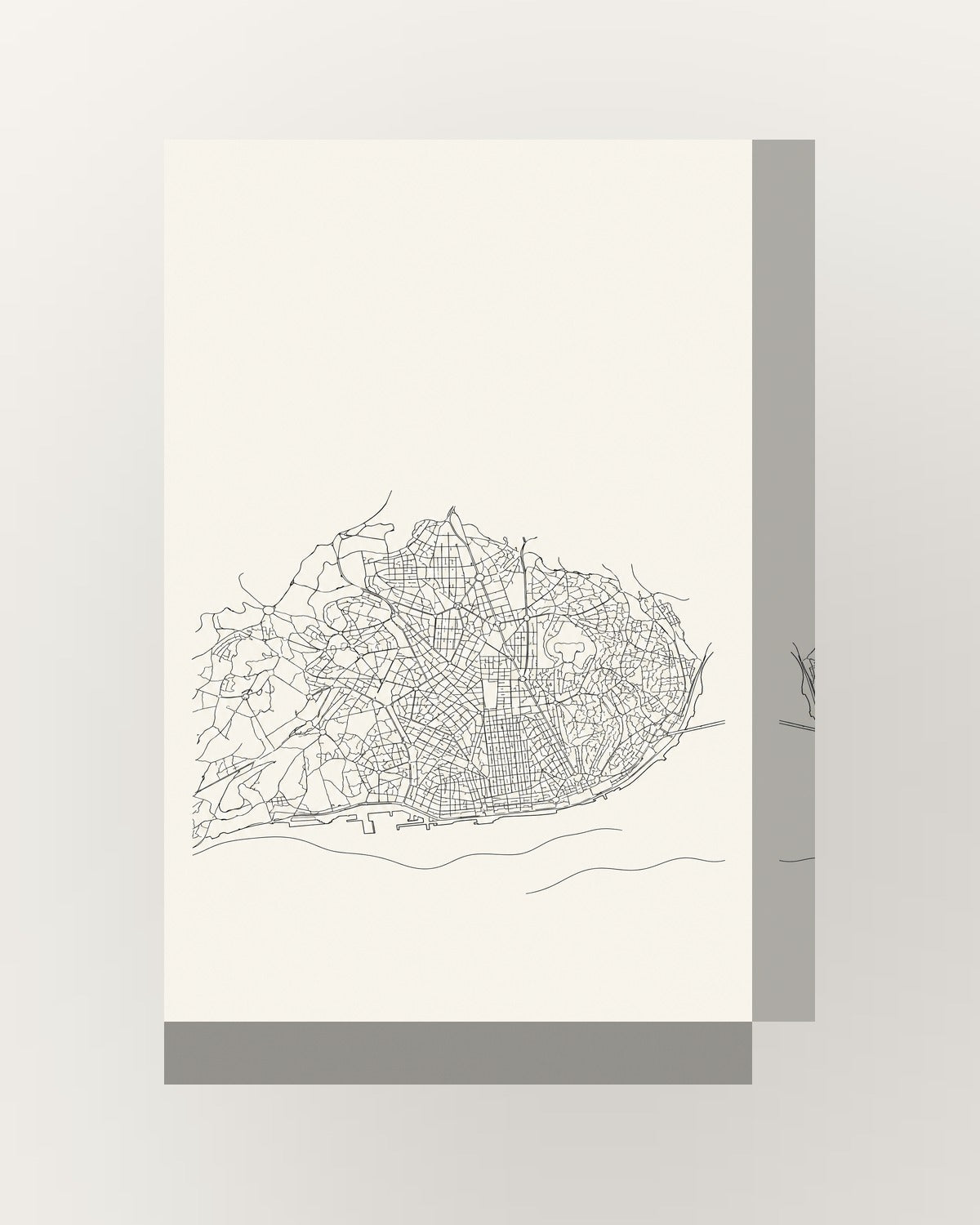 Lisboa (mapa) · Line art · Quadro mapa do mundo — acabamento:thick
