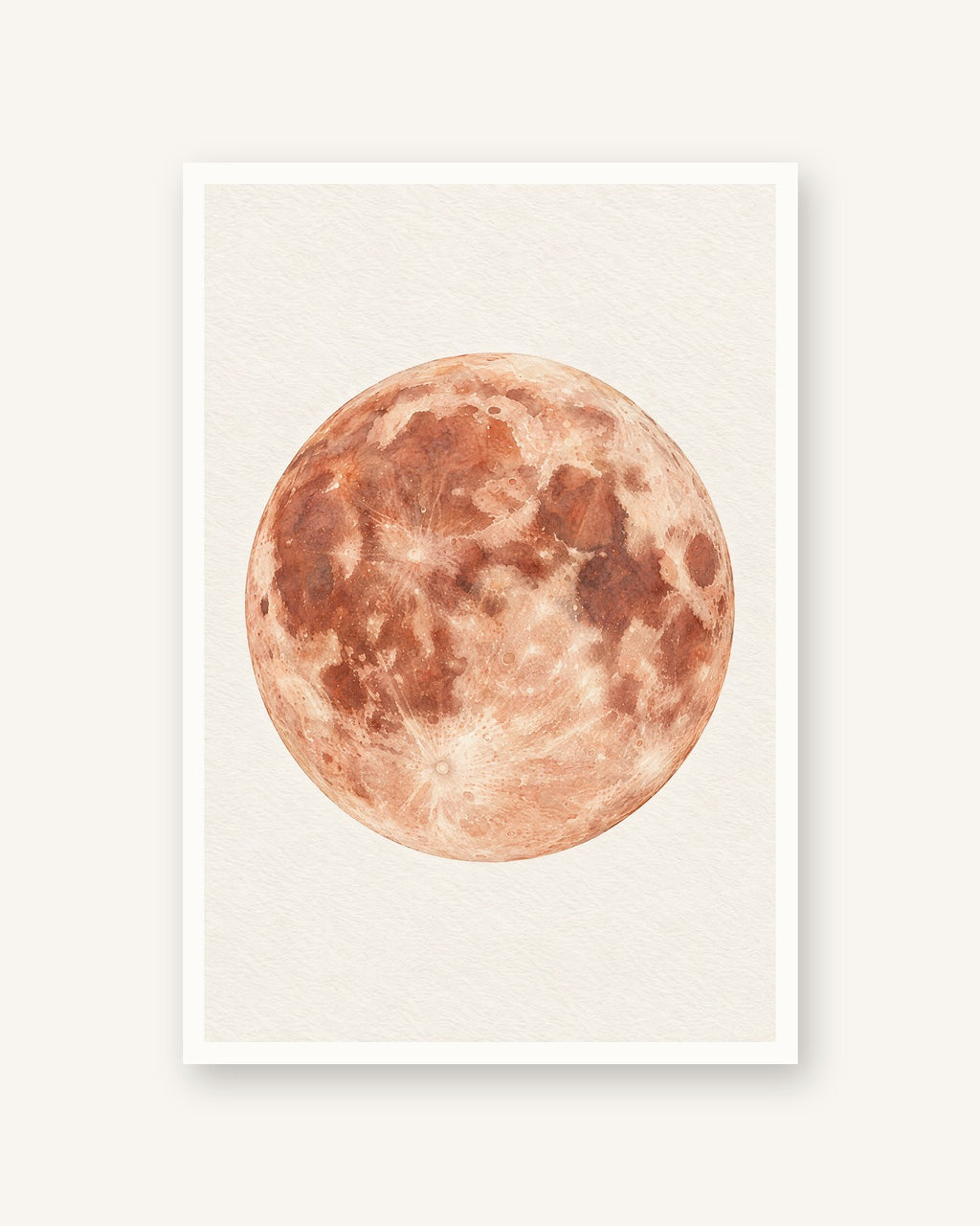 Lua · Aguarela · Quadro mapa do mundo — acabamento:poster