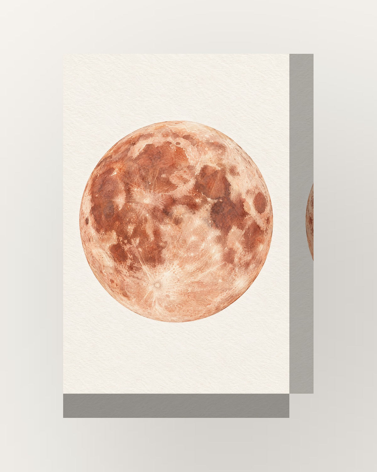 Lua · Aguarela · Quadro mapa do mundo — acabamento:thick