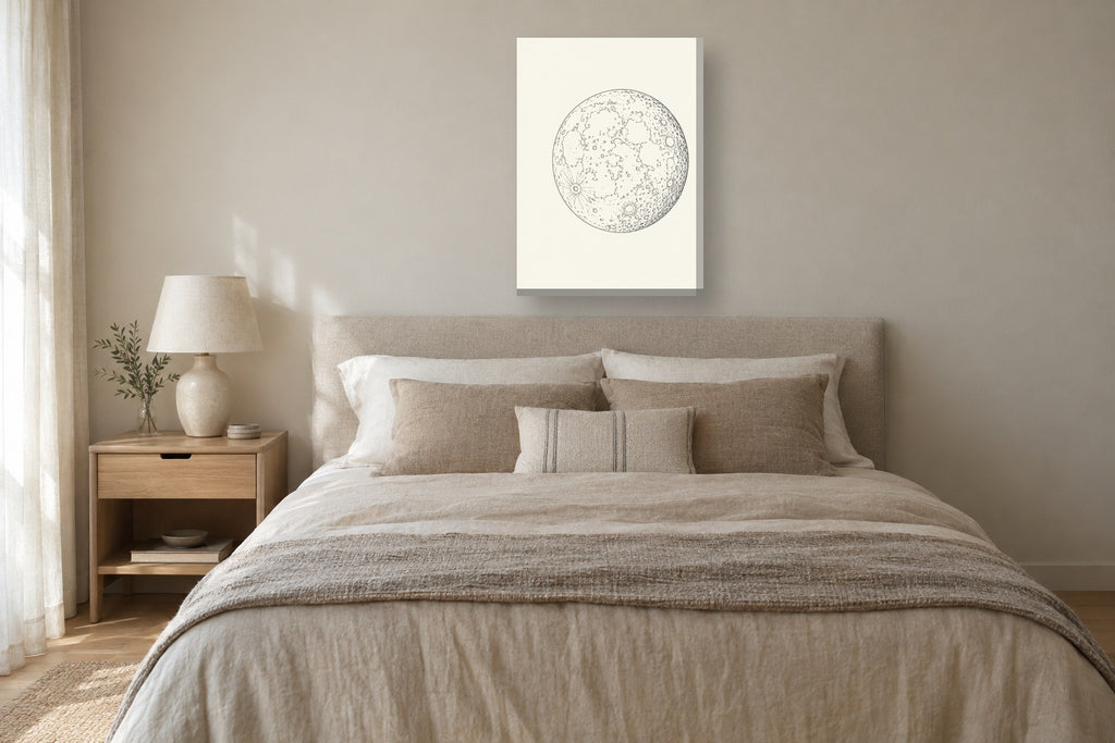 Lua · Line art · Quadro mapa do mundo — mapas-lua-lineart_ver_50x70_quarto