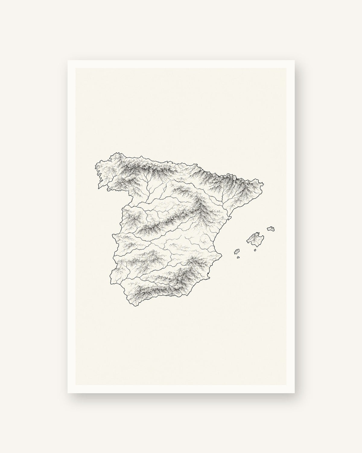 Mapa de Espanha · Line art · Quadro mapa do mundo — acabamento:poster