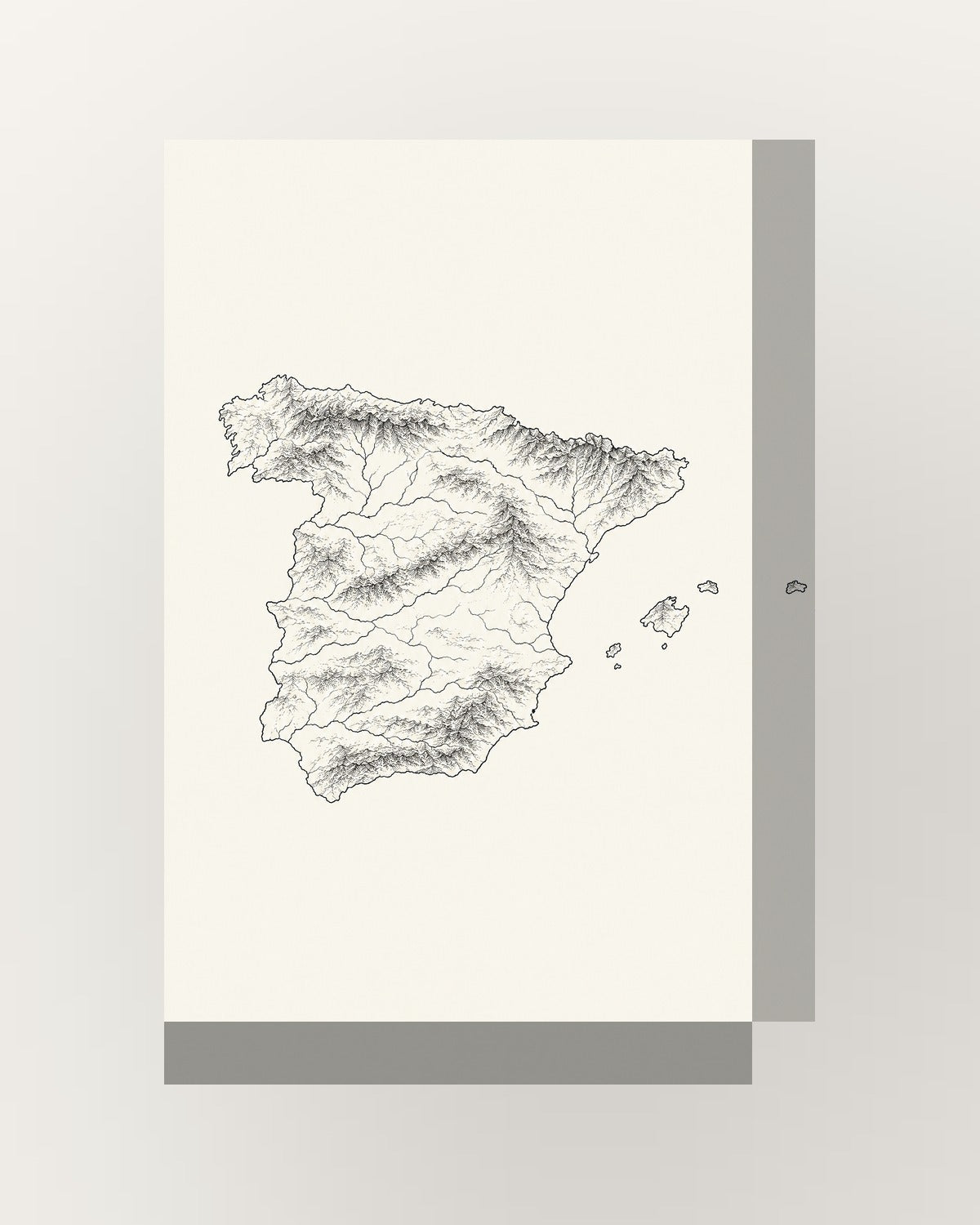 Mapa de Espanha · Line art · Quadro mapa do mundo — acabamento:thick