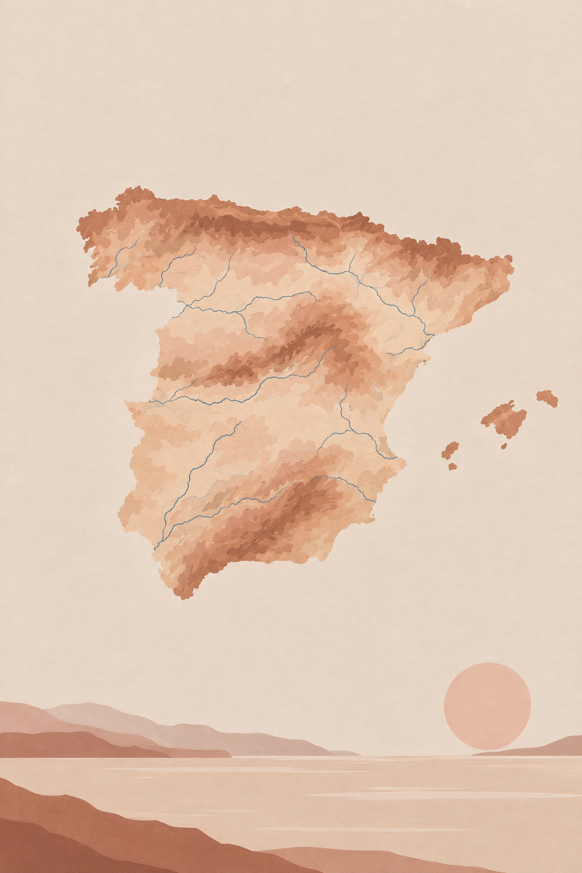 Mapa de Espanha · Minimalista · Quadro mapa do mundo — mapas-mapa-de-espanha-minimal_ver