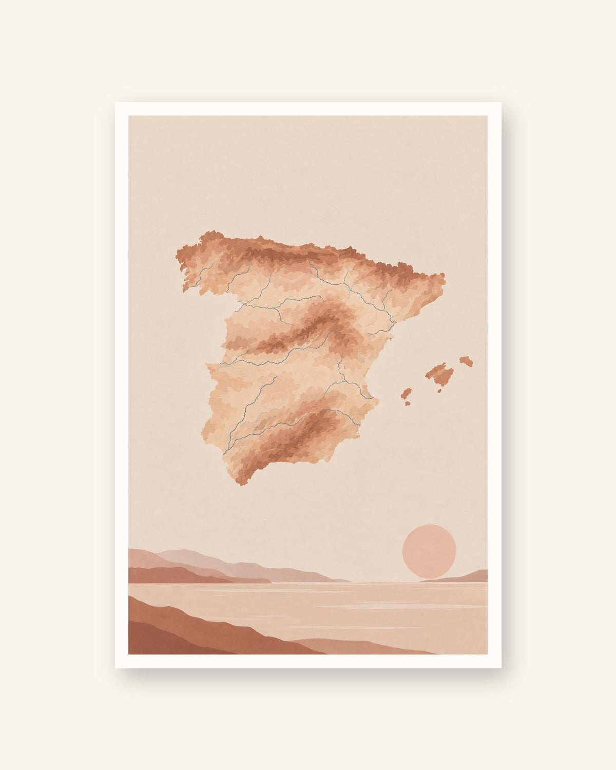 Mapa de Espanha · Minimalista · Quadro mapa do mundo — acabamento:poster