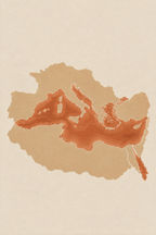 Mediterrâneo · Minimalista · Quadro mapa do mundo — mapas-mediterraneo-minimal_ver