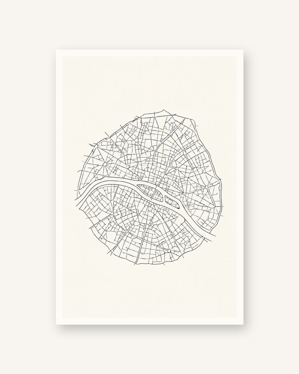 Paris (mapa) · Line art · Quadro mapa do mundo — acabamento:poster