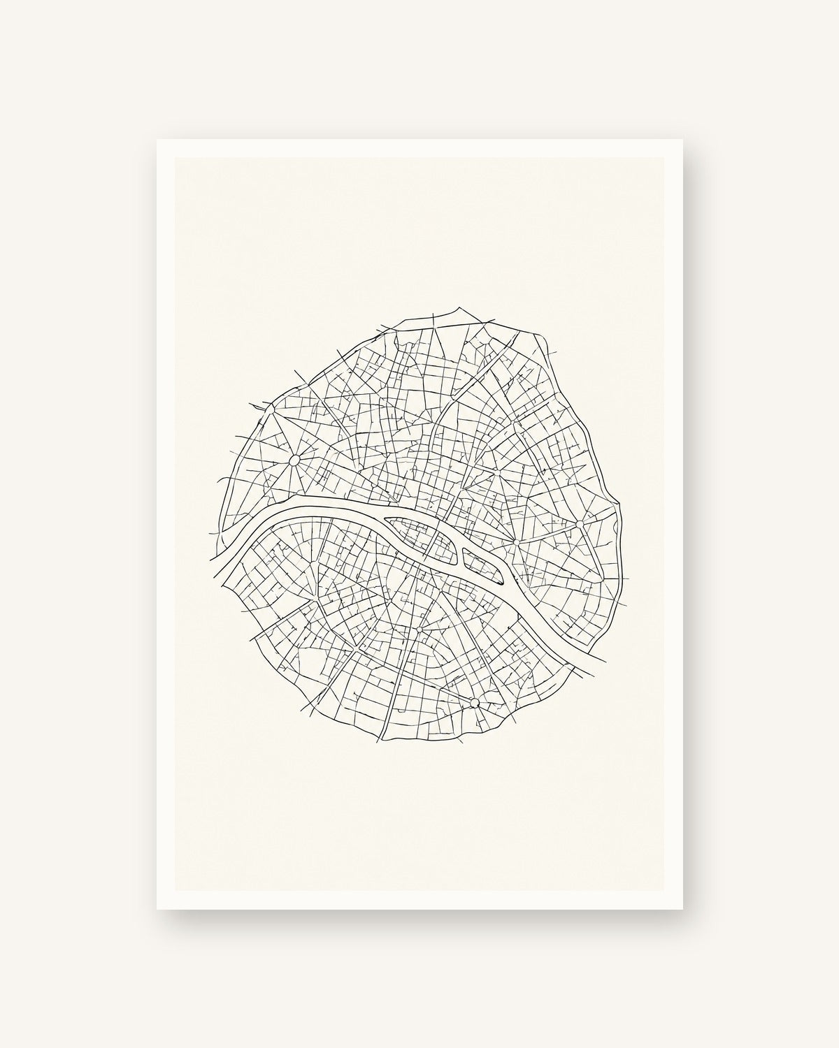 Paris (mapa) · Line art · Quadro mapa do mundo — acabamento:poster