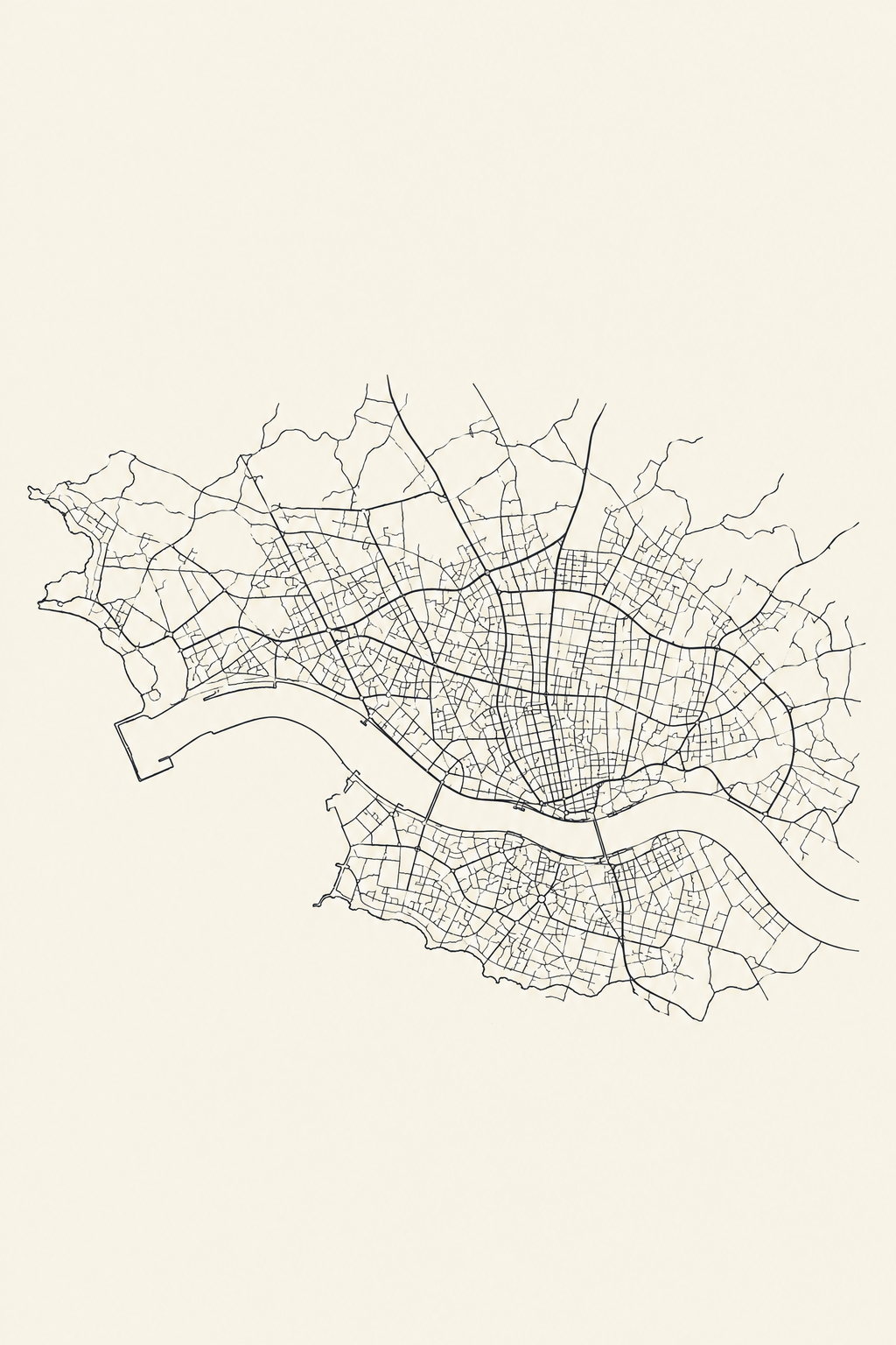 Porto (mapa) · Line art · Quadro mapa do mundo — mapas-porto-mapa-lineart_ver