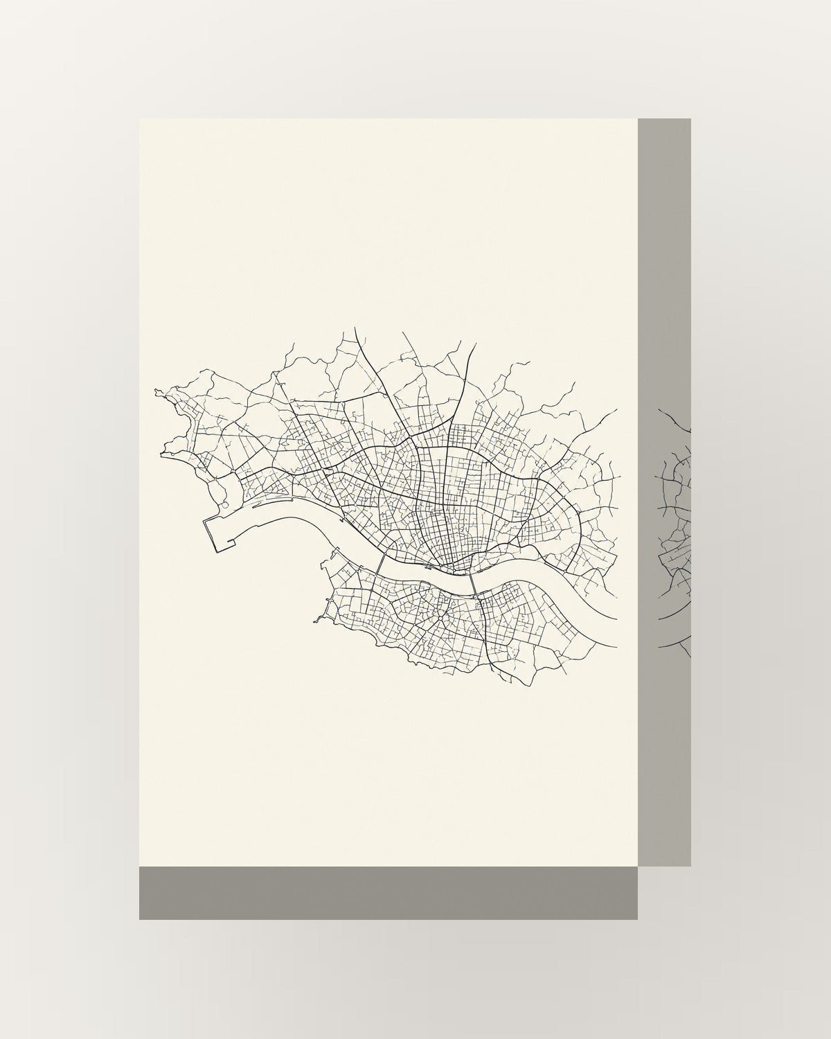 Porto (mapa) · Line art · Quadro mapa do mundo — acabamento:thick