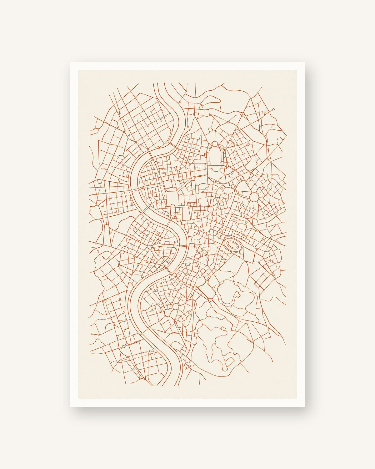 Roma (mapa) · Line art · Quadro mapa do mundo — acabamento:poster