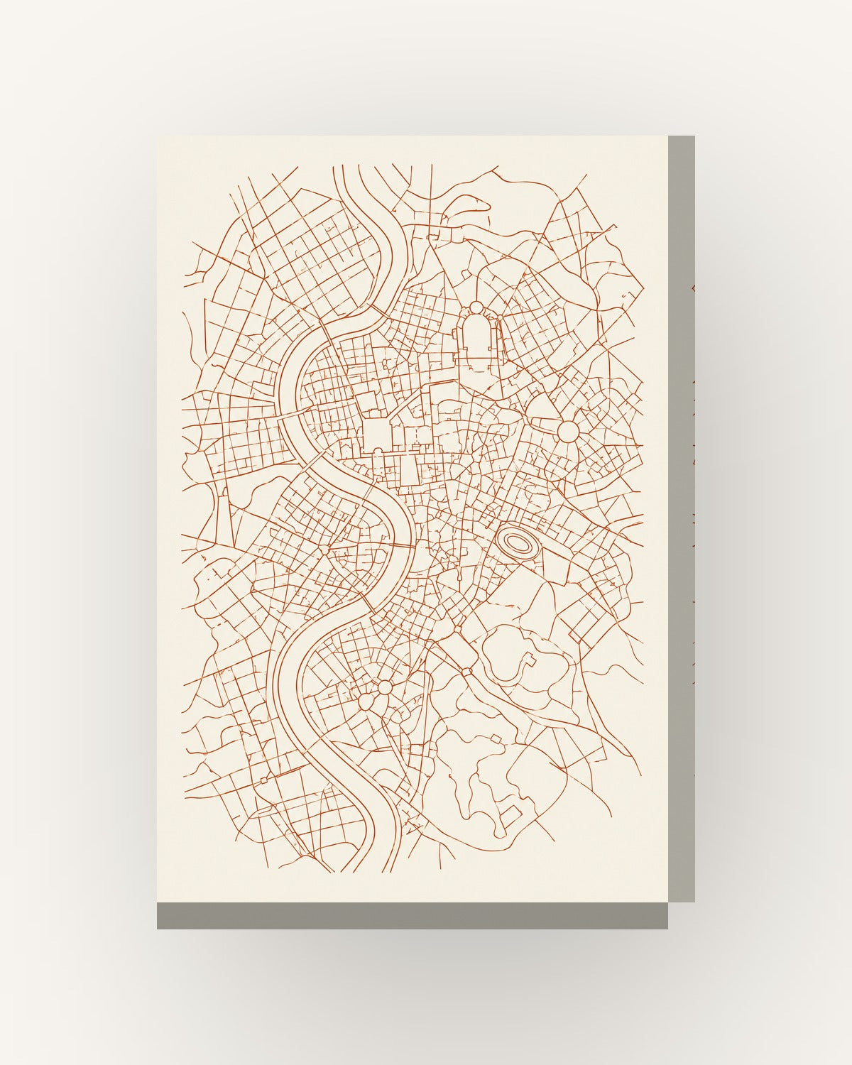 Roma (mapa) · Line art · Quadro mapa do mundo — acabamento:slim