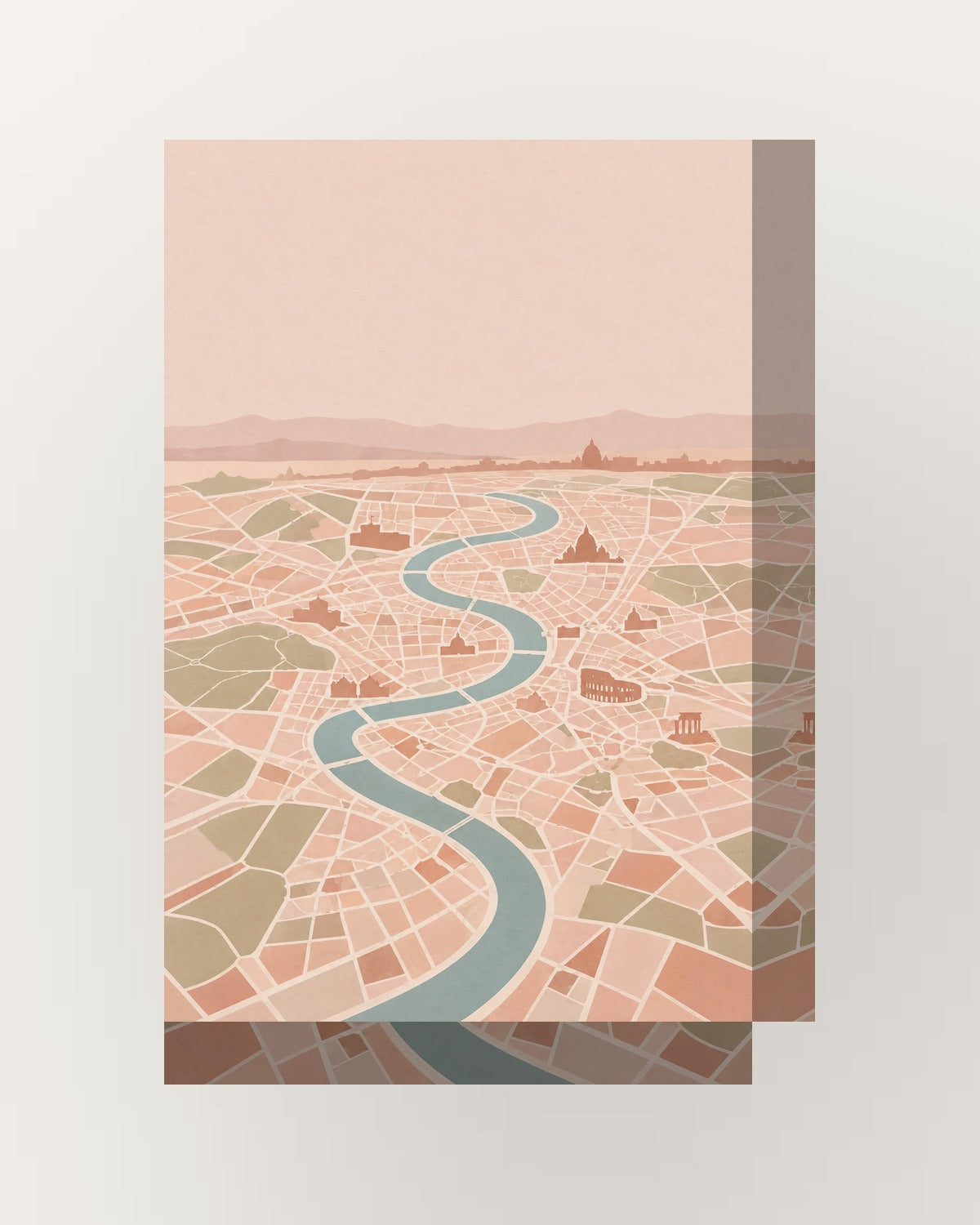 Roma (mapa) · Minimalista · Quadro mapa do mundo — acabamento:thick
