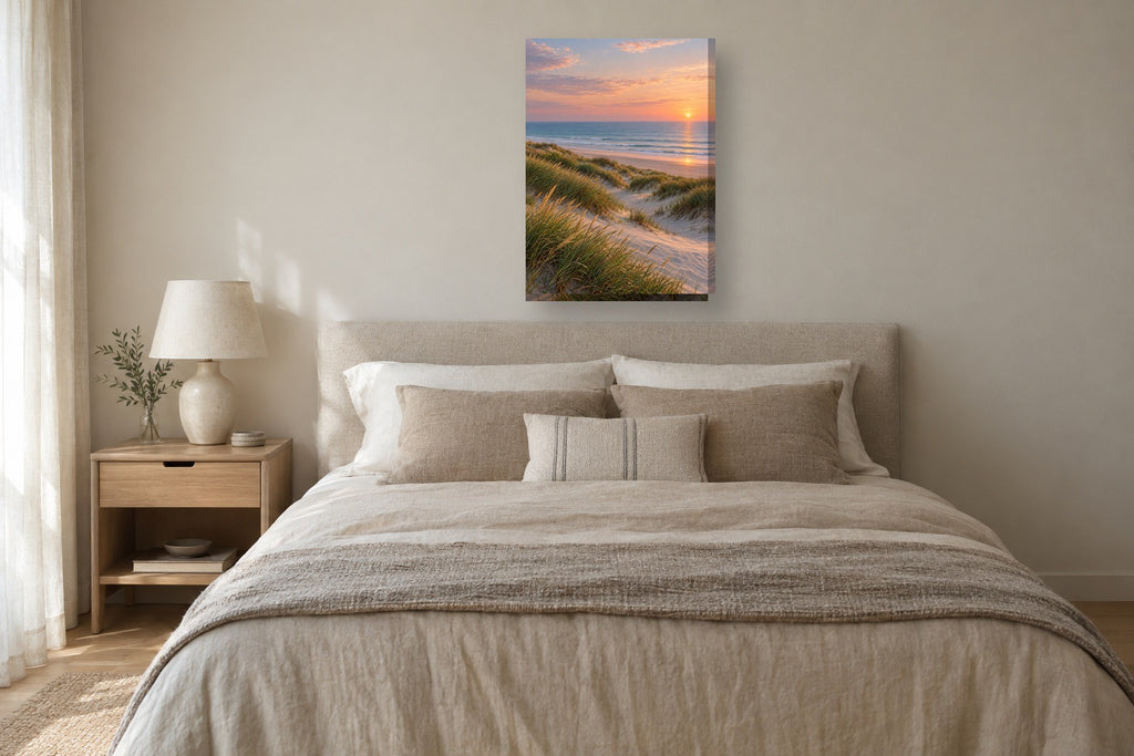Quadro de mar e costa «Dunas do Atlântico» em tela vertical — mar-01_ver_50x70_quarto