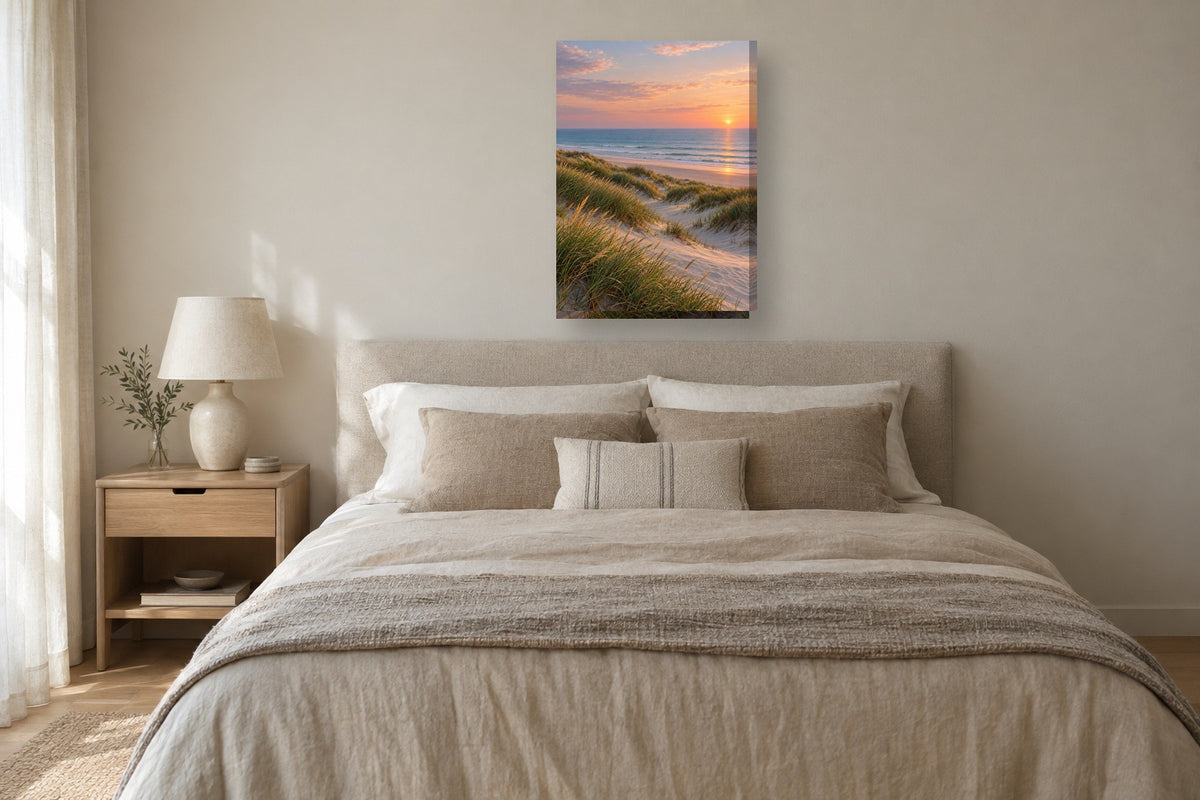 Quadro de mar e costa «Dunas do Atlântico» em tela vertical — mar-01_ver_50x70_quarto