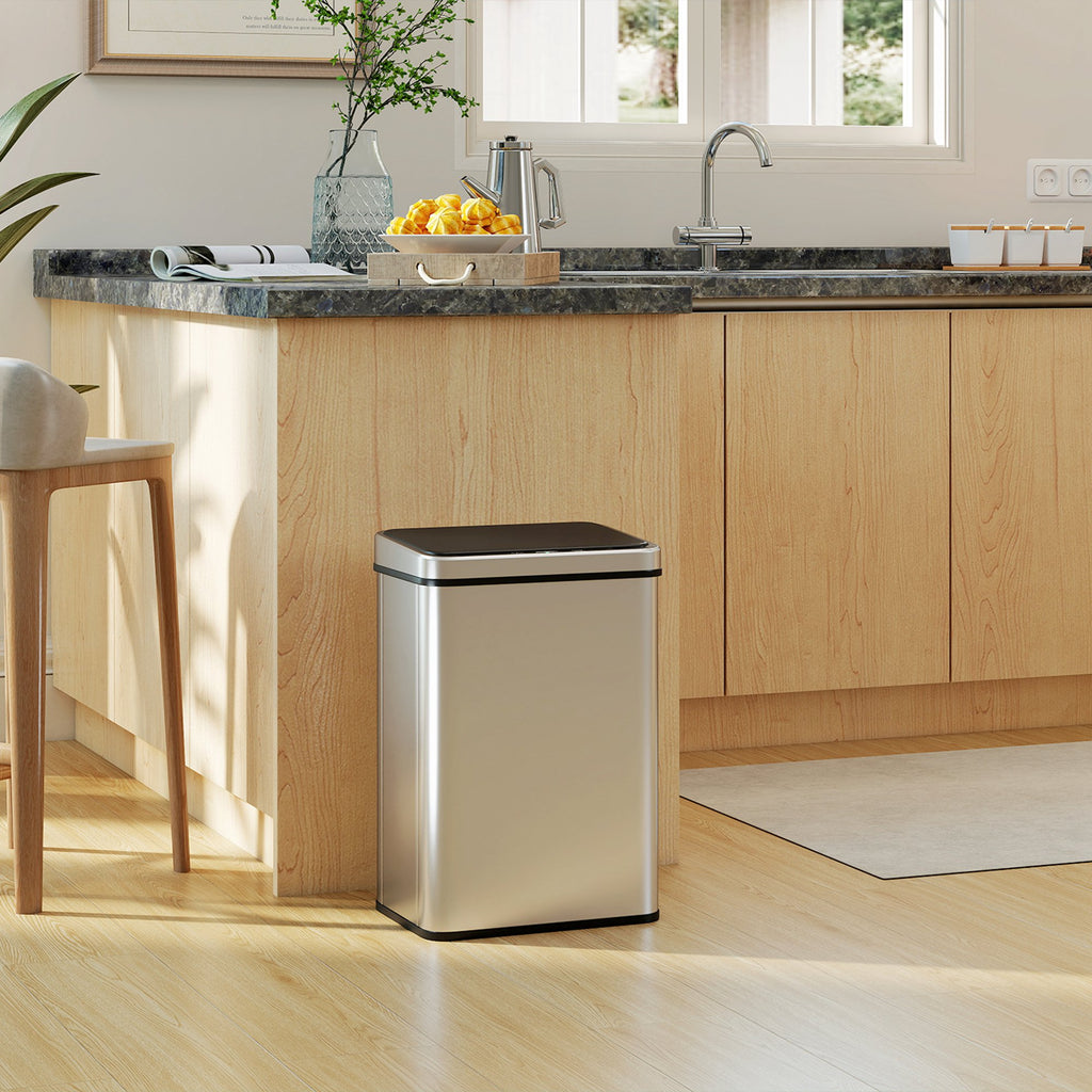 Lixeira com Sensor 40 L Aço InoxidávelLixeira Automática com Tampa de Fecho Suave Sensor de Movimento 35,5x26x55 cm Prata — imagem 7
