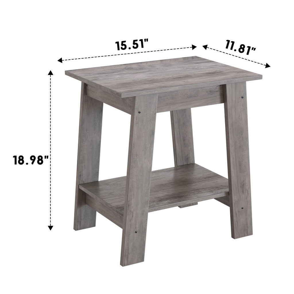 Mesa auxiliar com 2 prateleiras, compacta, resistente em MDF, cinzento rústico, sala e quarto, 39×30×48 cm — foto 3