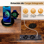 Mesa Auxiliar com Tapa Elevável e Estação de Carga | Móvel com Rodas Castanho — foto 10