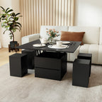 Mesa Centro Elevável 3 em 1 com 4 Taburetes Extensível e Compartimento Oculto — foto 5
