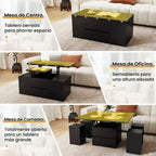 Mesa Centro Elevável 3 em 1 com 4 Taburetes Extensível e Compartimento Oculto — foto 9