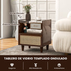 Mesa de Cabeceira Bambu e Ratã com Gaveta e Pernas Madeira Maciça 43x35x50cm — foto 7