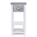 Mesa de cabeceira com 1 gaveta, cinzento e branco — foto 3