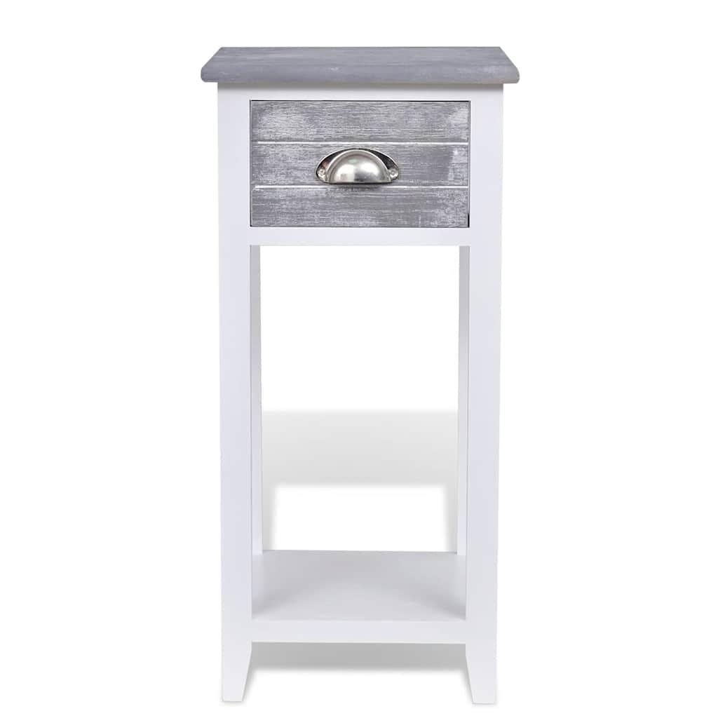 Mesa de cabeceira com 1 gaveta, cinzento e branco — foto 3