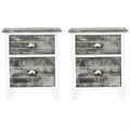Mesa de cabeceira com 2 gaveta 2 pcs cinzento e branco — foto 2