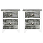 Mesa de cabeceira com 2 gaveta 2 pcs cinzento e branco — foto 2