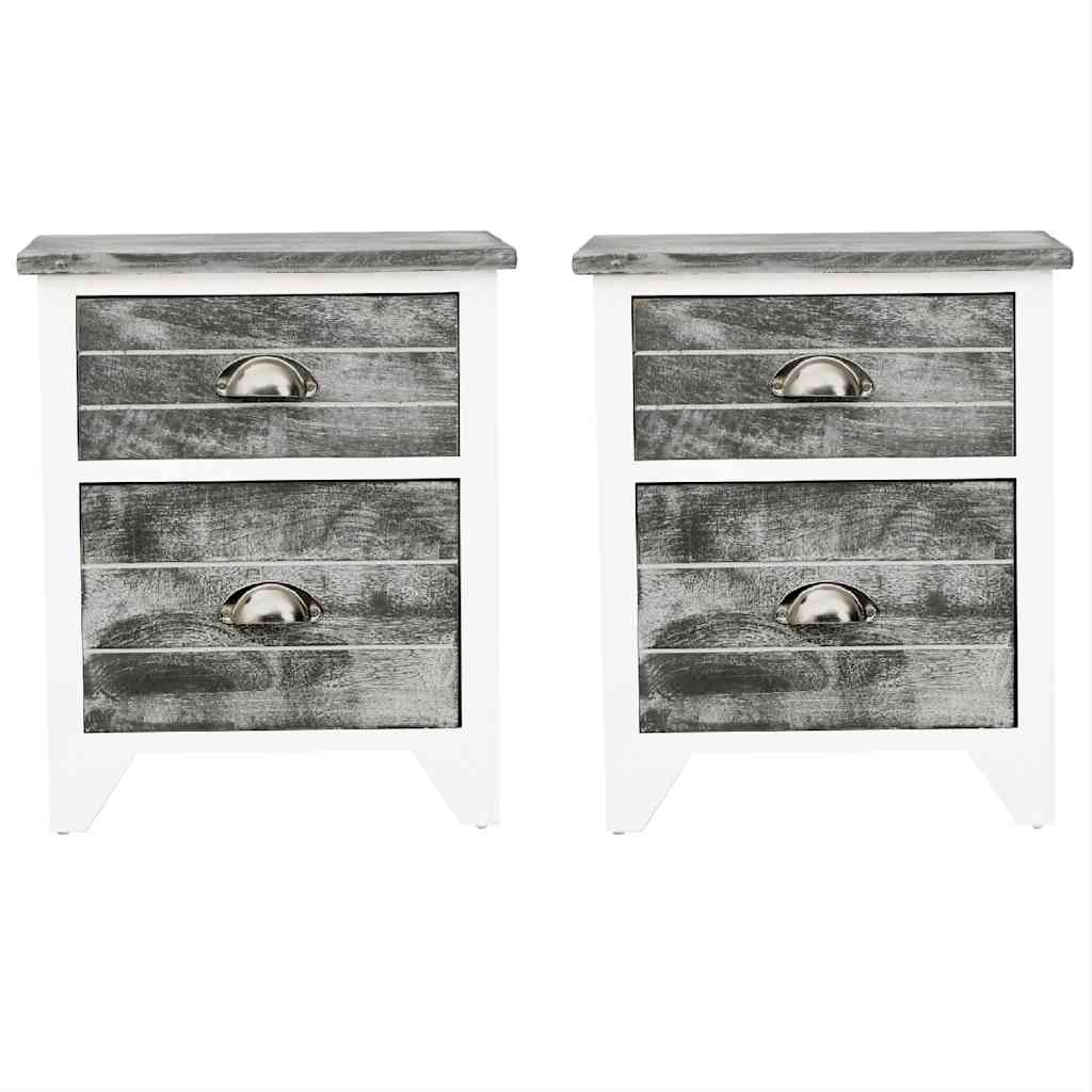 Mesa de cabeceira com 2 gaveta 2 pcs cinzento e branco — foto 2