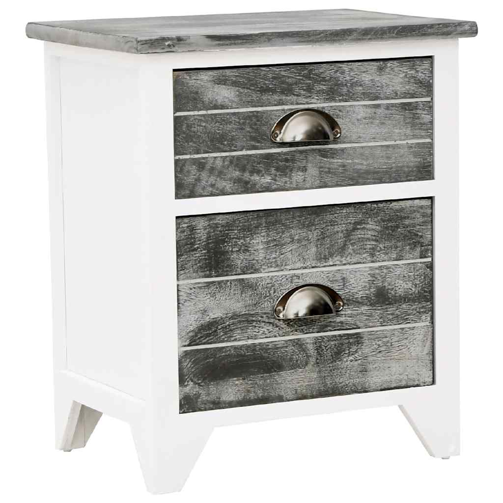 Mesa de cabeceira com 2 gaveta 2 pcs cinzento e branco — foto 3