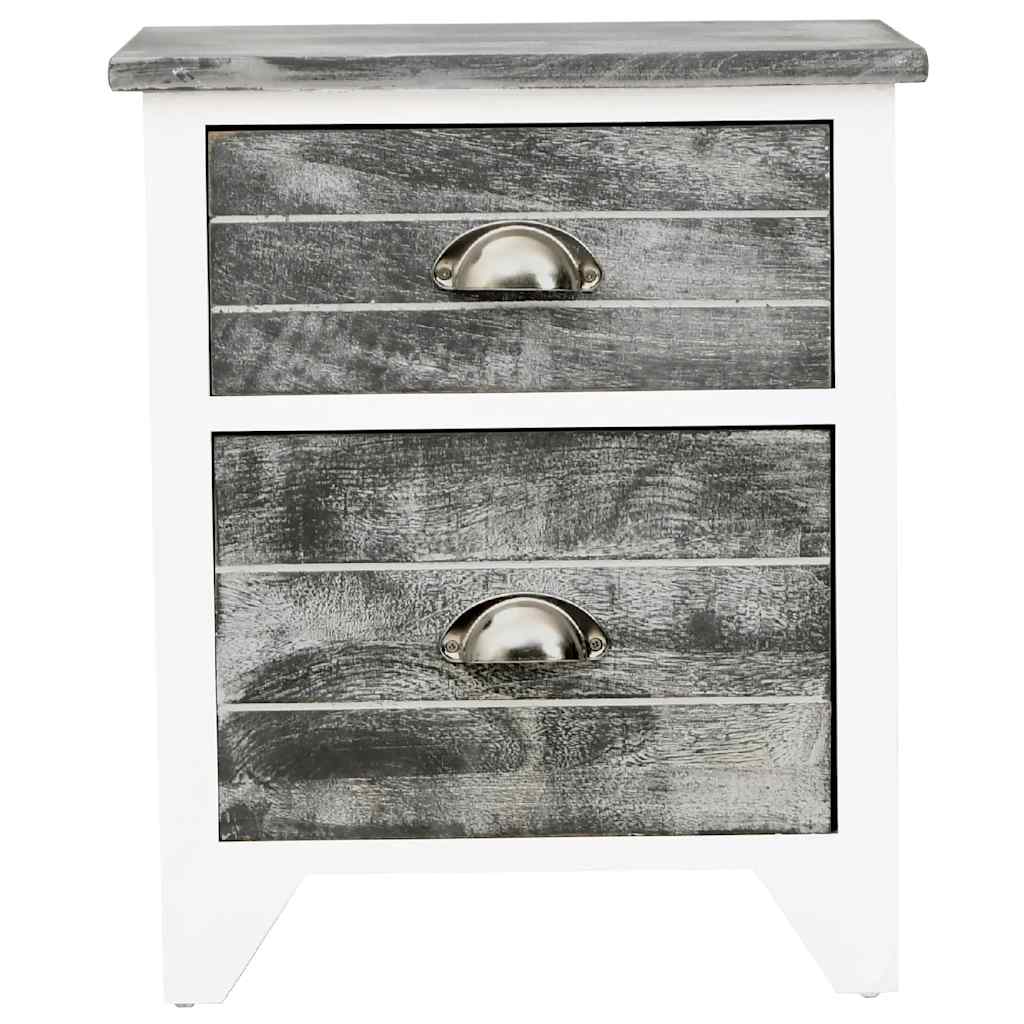 Mesa de cabeceira com 2 gaveta 2 pcs cinzento e branco — foto 4