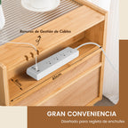 Mesa de Cabeceira de Bambu e Rattan com Gaveta e Pés de Madeira Maciça 43x35x50cm — foto 6