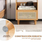 Mesa de Cabeceira de Bambu e Rattan com Gaveta e Pés de Madeira Maciça 43x35x50cm — foto 8