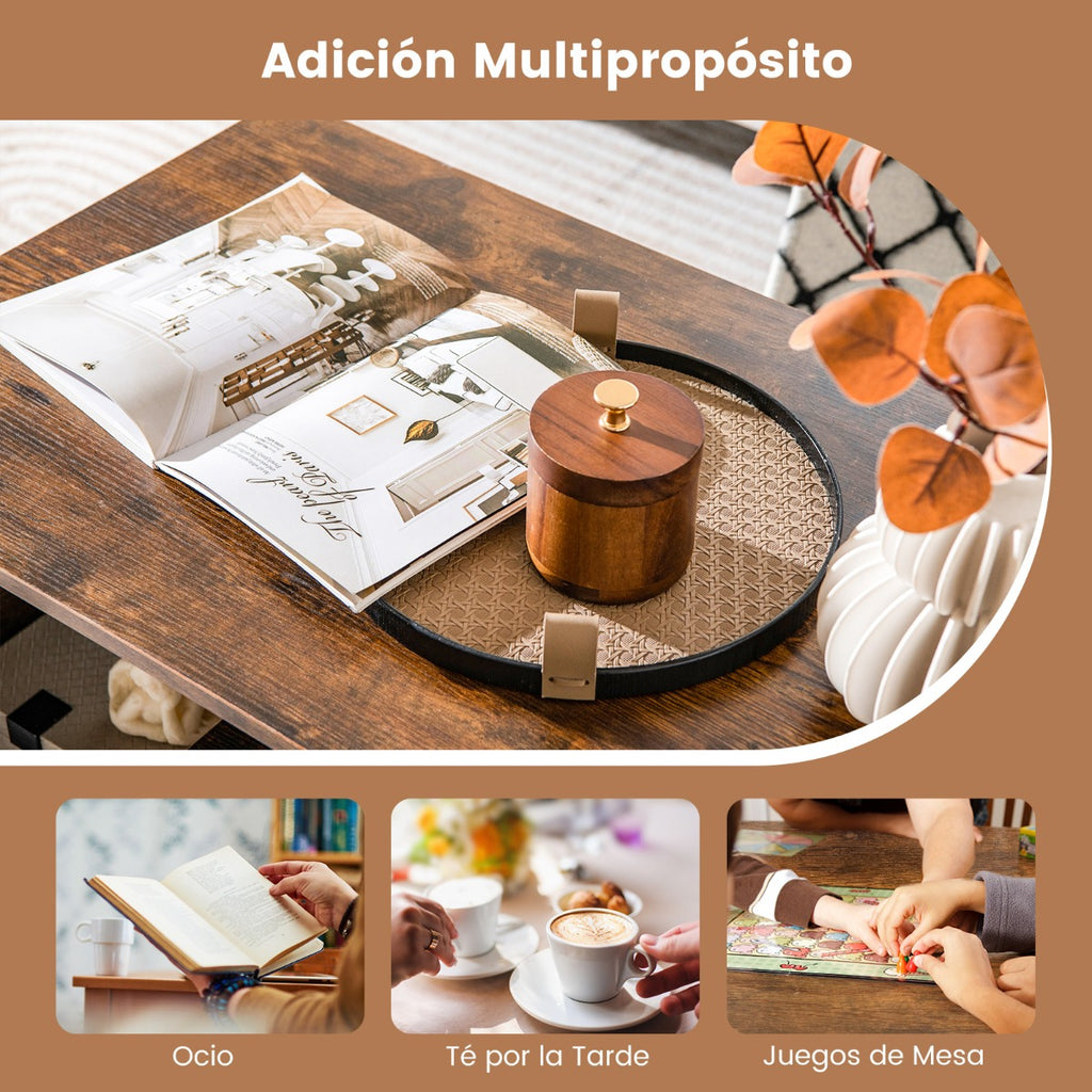 Mesa de Café com Armazenação Rectangular Moderna 3 Níveis Geométrica — foto 7
