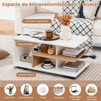 Mesa de Café com Armazenamento Retangular 3 Níveis Geométrica Moderna — foto 6