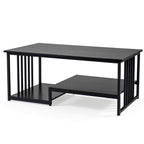Mesa de Café Rectangular 110cm com 2 Estantes Preto Estrutura Metálica — foto 2