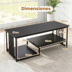 Mesa de Café Rectangular 110cm com 2 Estantes Preto Estrutura Metálica — foto 3
