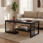 Mesa de Café Rectangular 110cm com 2 Estantes Preto Estrutura Metálica — foto 5