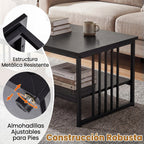 Mesa de Café Rectangular 110cm com 2 Estantes Preto Estrutura Metálica — foto 7