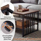 Mesa de Café Rectangular com 2 Estantes Marrão Rústico - Estrutura Metálica — foto 7