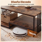 Mesa de Café Rectangular com 2 Estantes Marrão Rústico - Estrutura Metálica — foto 9