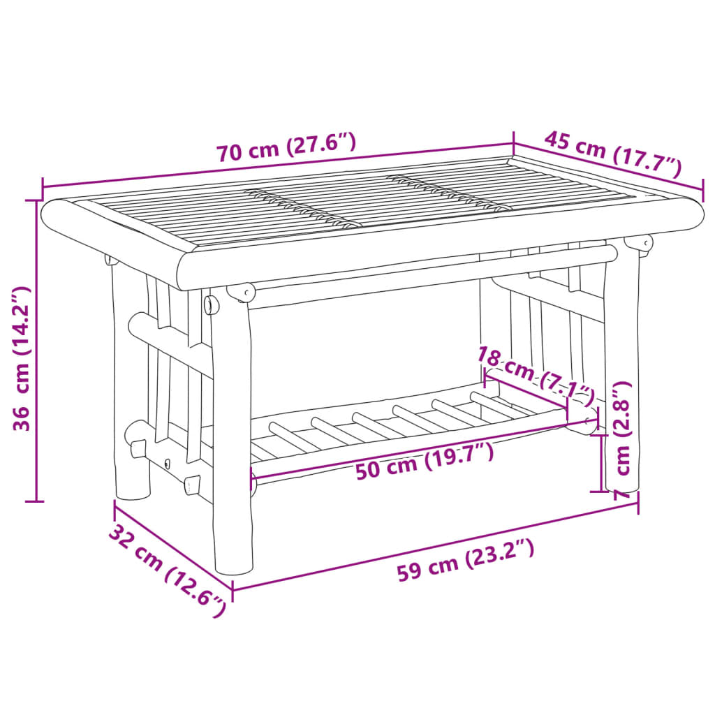 Mesa de centro 70x45x36 cm bambu — foto 6