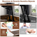 Mesa de Centro com Tampo Elevatório e Compartimento de Armazenamento 2 Gavetas Sistema Pneumático 106x74x61cm Castanho — foto 7