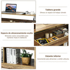Mesa de centro com tampo elevatório multifuncional com compartimentos ocultos e prateleiras divididas 109 x 47,5 x 50 cm em madeira — foto 8
