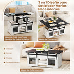 Mesa de Centro com Tapa Elevável Estilo Rústico 2 Portas Corredeiras 3 Compartimentos — foto 10